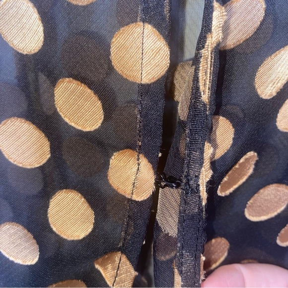 ASTR the Label Size Medium Black with Gold Polka Dot Long Sleeve Sheer Dress - Picture 5 of 14
